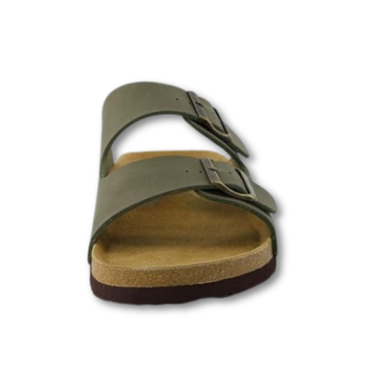Men Footbed Sandals with Adjustable Buckle and Leather Insole
