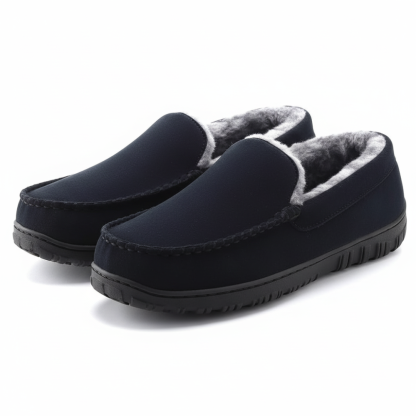 Mens Wool Felt Slip On Slippers Warm Memory Foam Indoor Shoes