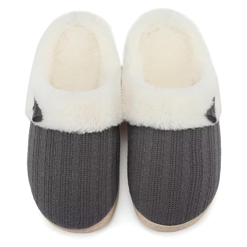 Slip On Fuzzy Slippers With Memory Foam And Plush Lining For Women