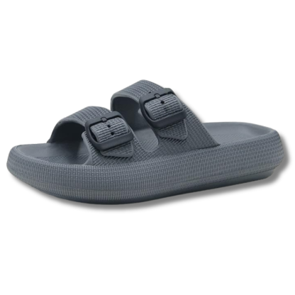 Women and Men Pillow Slippers Double Buckle Adjustable Slides