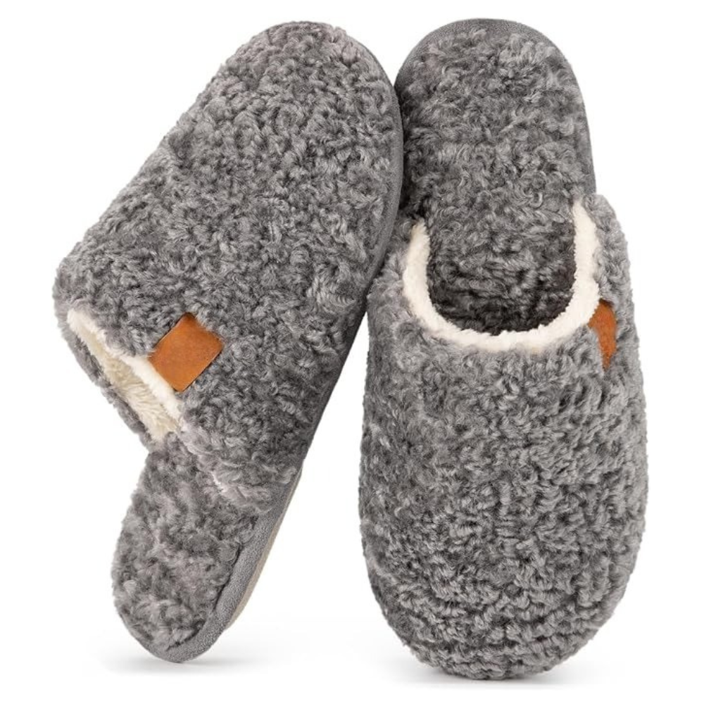 Womens Fuzzy Slip-on Slippers