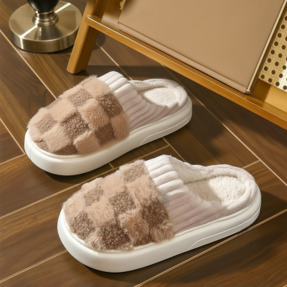 Unisex Fuzzy House Slippers With Sole