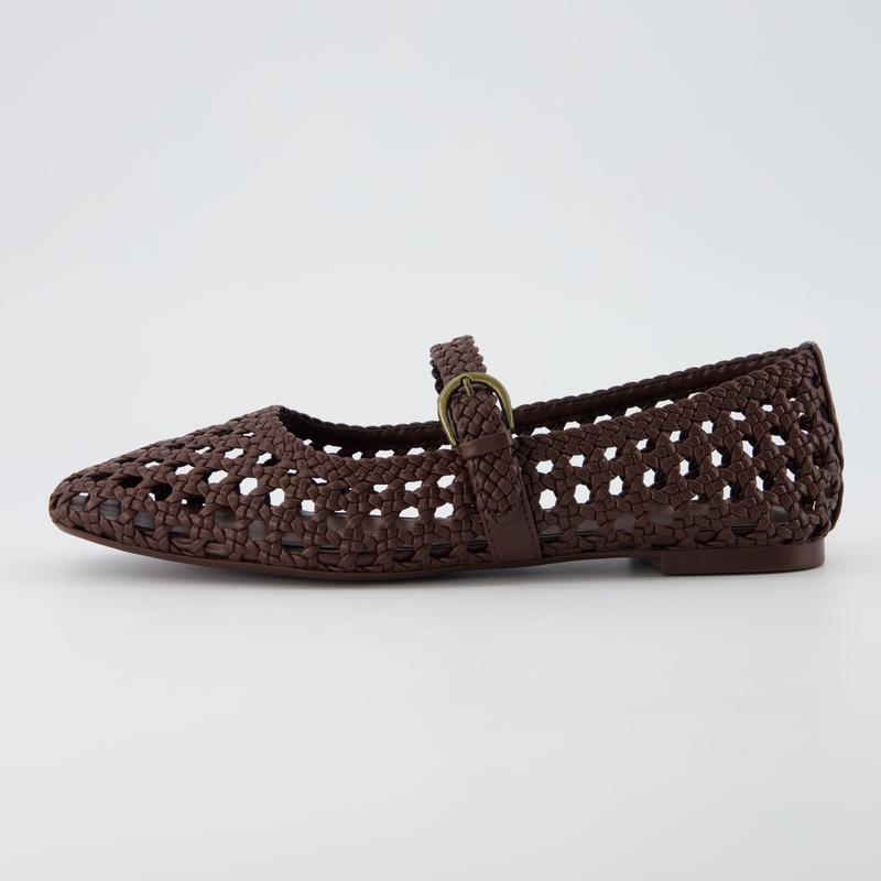 Adjustable Strap Woven Ballet Flats For Women