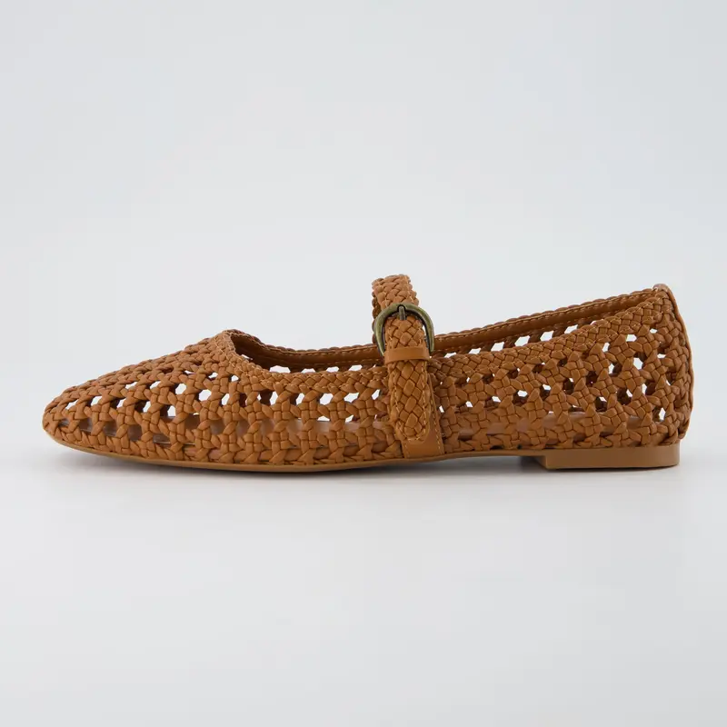 Adjustable Strap Woven Ballet Flats For Women