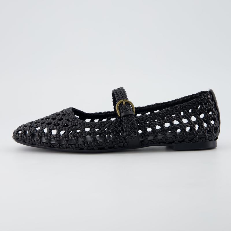 Adjustable Strap Woven Ballet Flats For Women