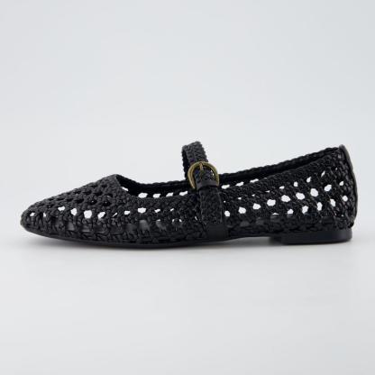 Adjustable Strap Woven Ballet Flats For Women