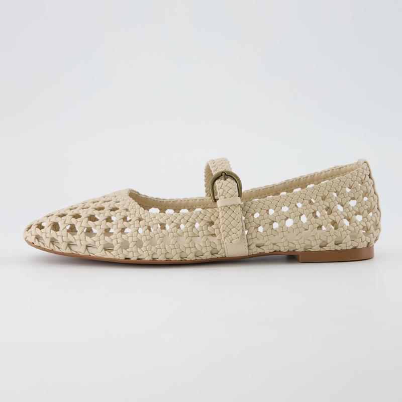 Adjustable Strap Woven Ballet Flats For Women