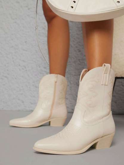 Embroidery Mid Calf Boots-Comfy Garden Clogs