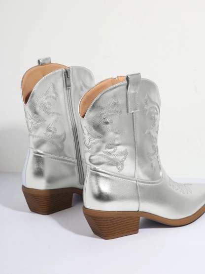 Embroidery Mid Calf Boots-Comfy Garden Clogs