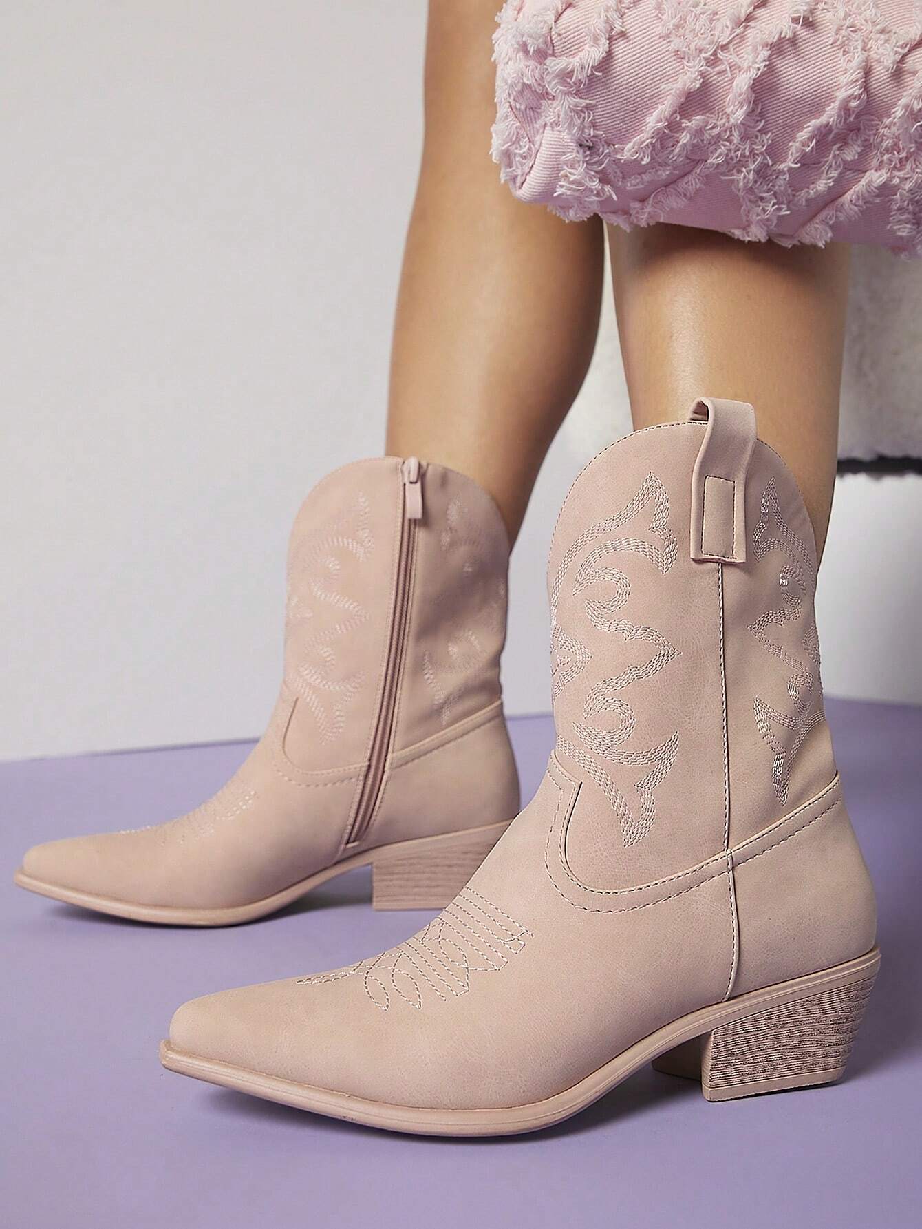 Embroidery Mid Calf Boots-Comfy Garden Clogs