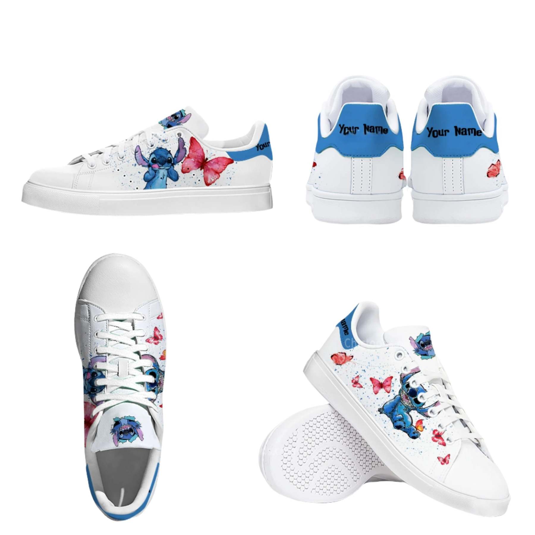 Custom Name Stitch Butterfly Pattern Sneakers-Comfy Garden Clogs