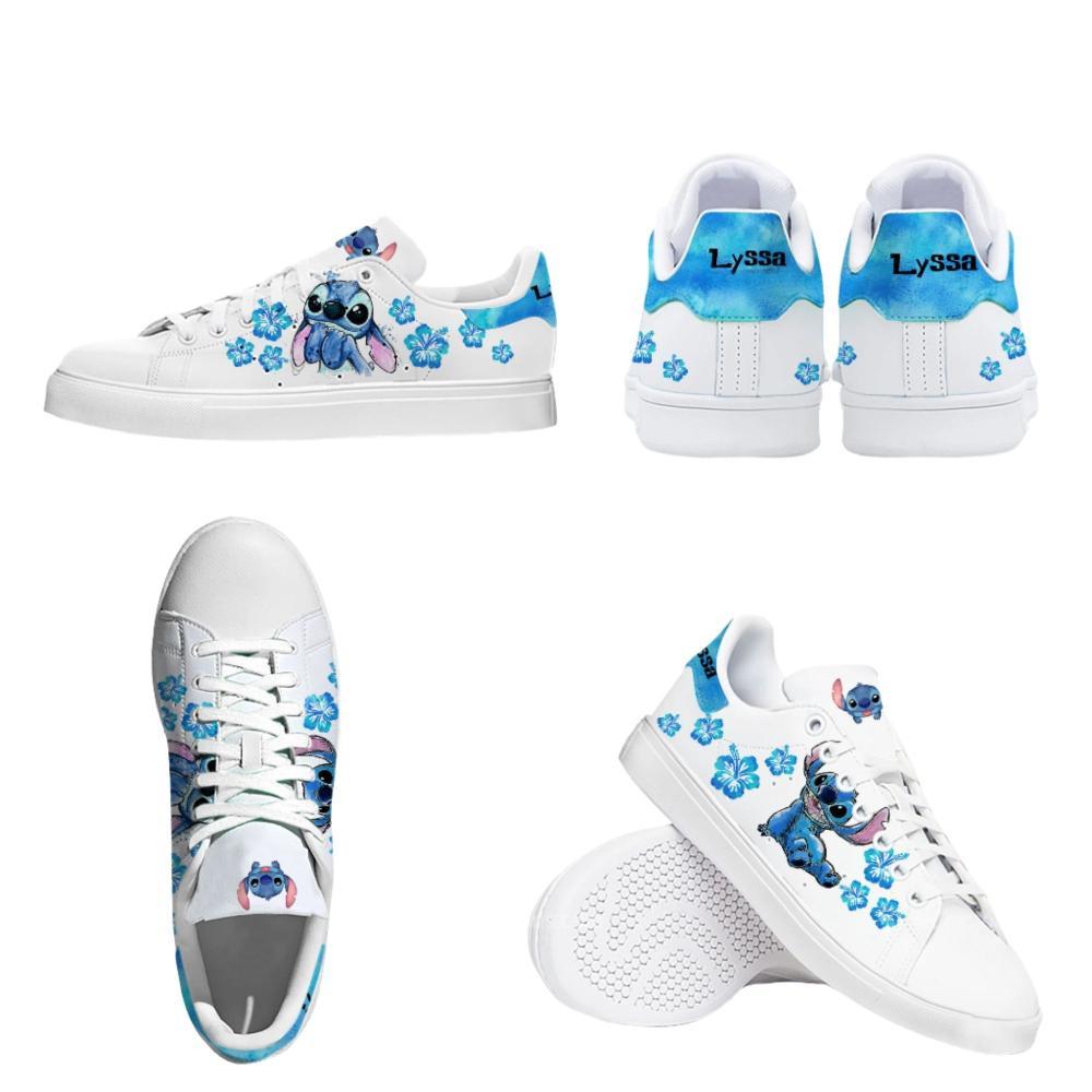 Custom Name Stitch Floral Casual Sneakers-Comfy Garden Clogs