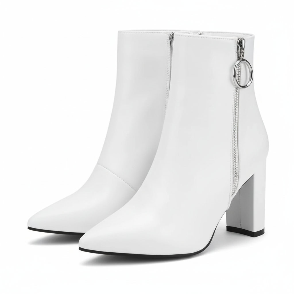 Pointed Pattern Side Zipper Boots