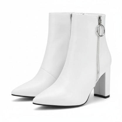 Pointed Pattern Side Zipper Boots