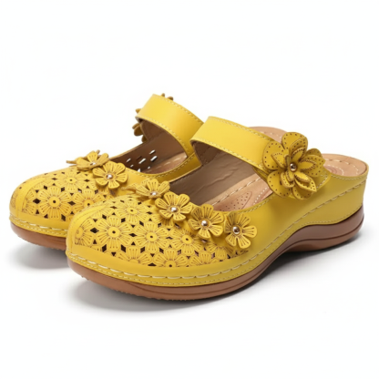 Comfy Floral Slip On Wedge Sandal