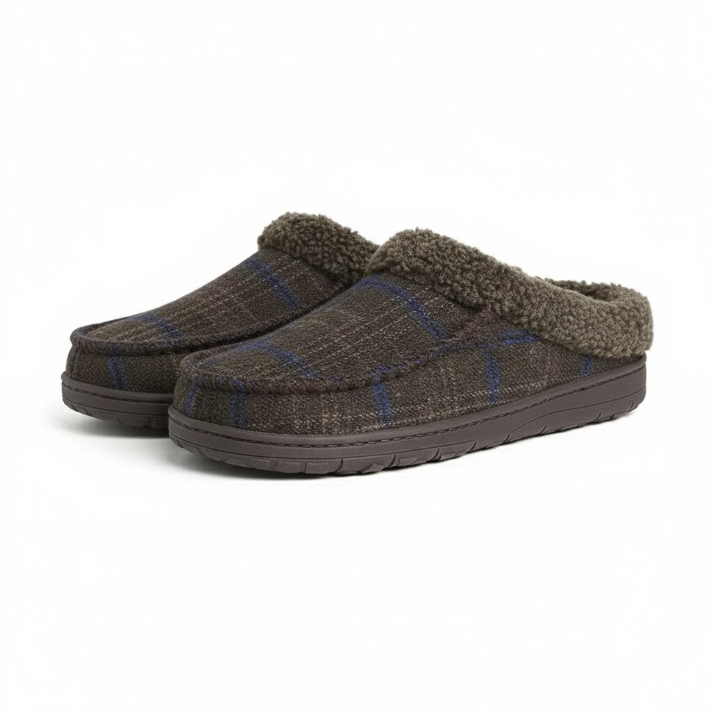 Sturdy Sole Plaid Slip On Slippers With Soft Lining