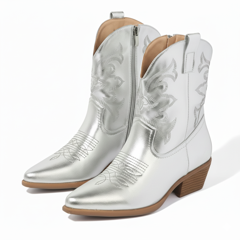 Embroidery Mid Calf Boots