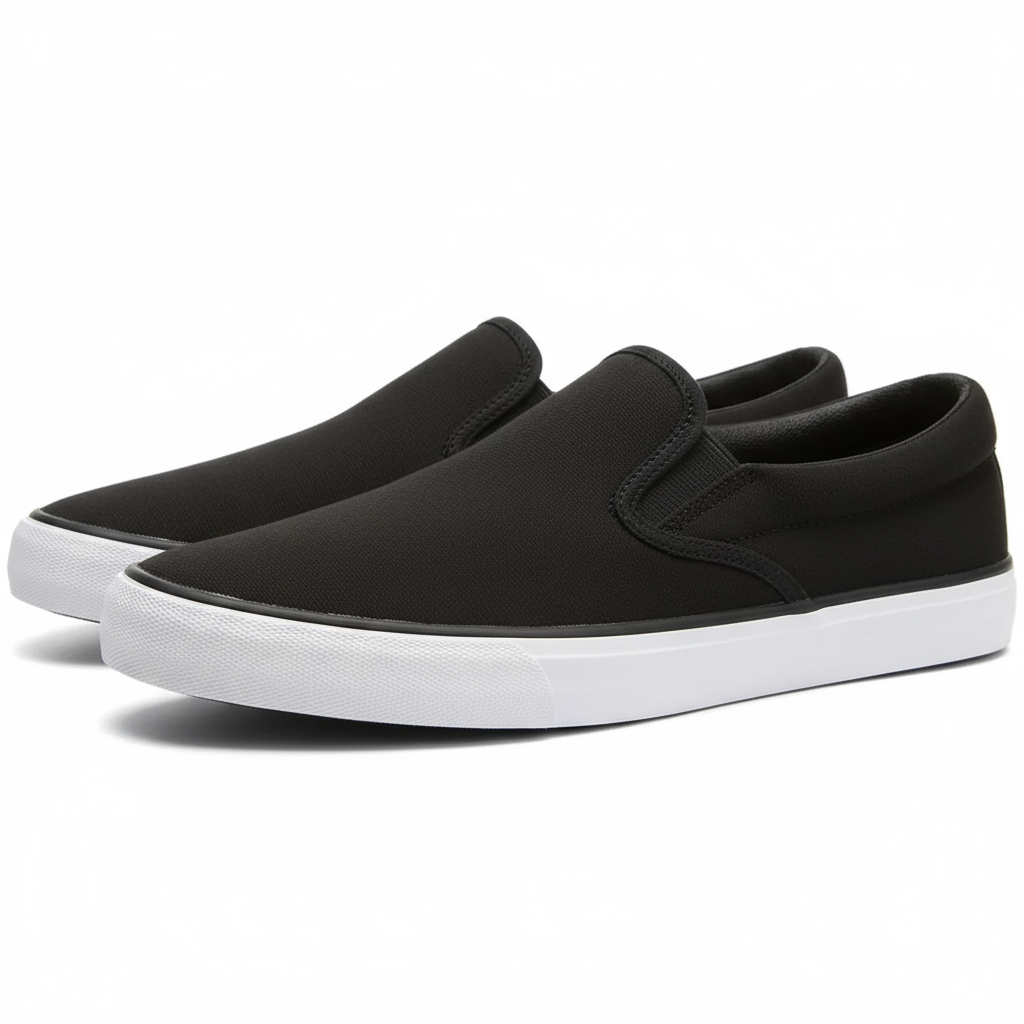 Everyday Comfort Slip On Canvas Sneakers With Contrast Sole