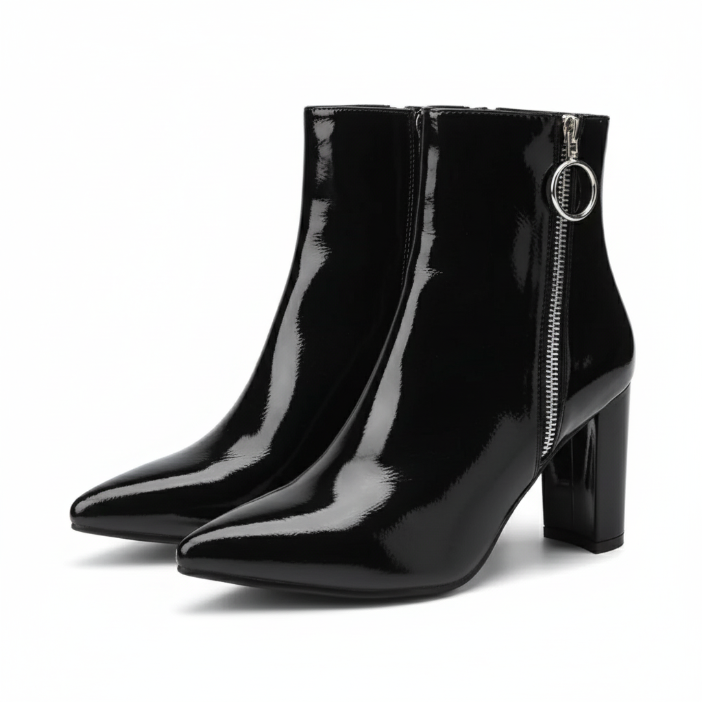 Pointed Pattern Zipper Boots