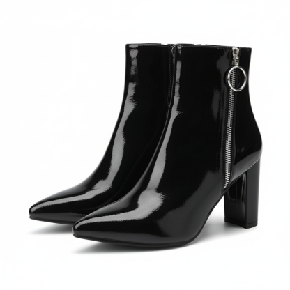 Pointed Pattern Zipper Boots