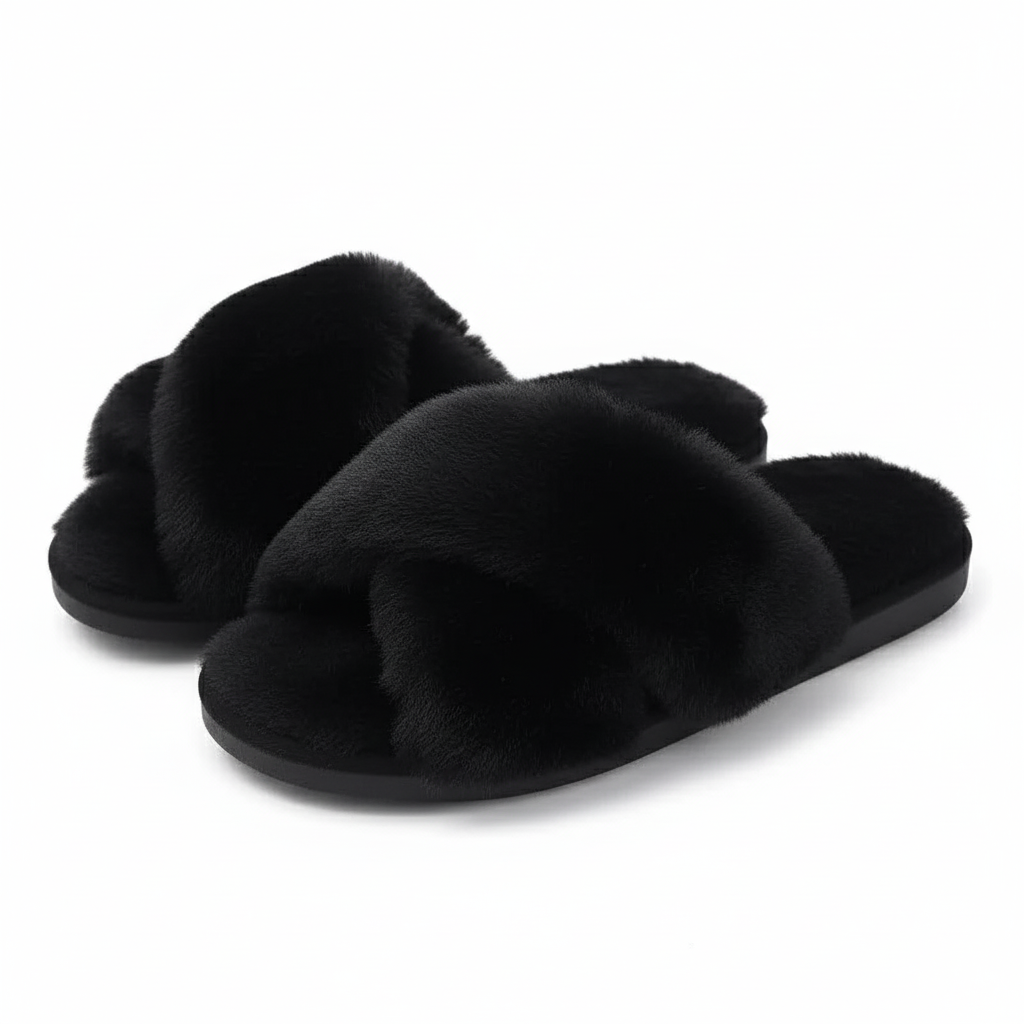 Women Plush Crossband Cozy Slippers