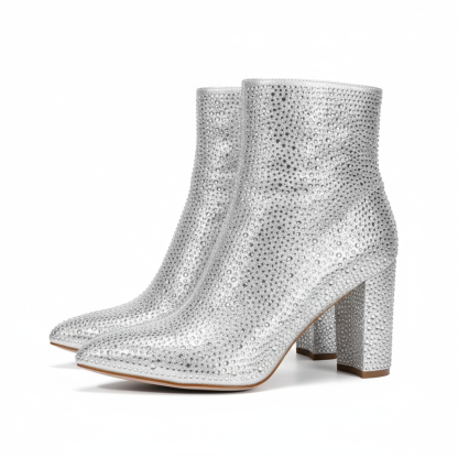 Rhinestone Studded Chunky Boots