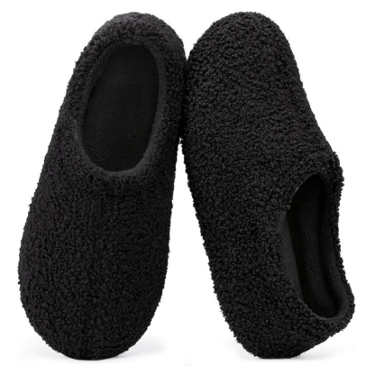 Womens Fuzzy Curly Fur Foam Loafer Slippers