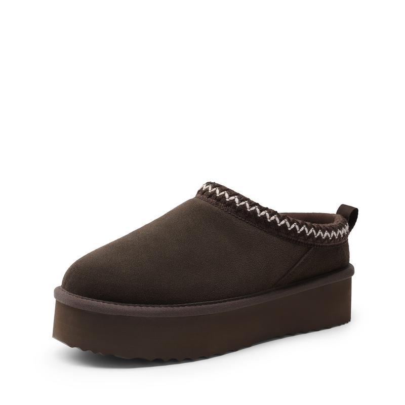 Casual Suede Platform Faux Fur Slippers For Women