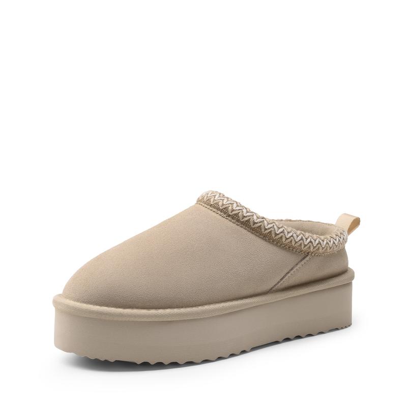 Casual Suede Platform Faux Fur Slippers For Women