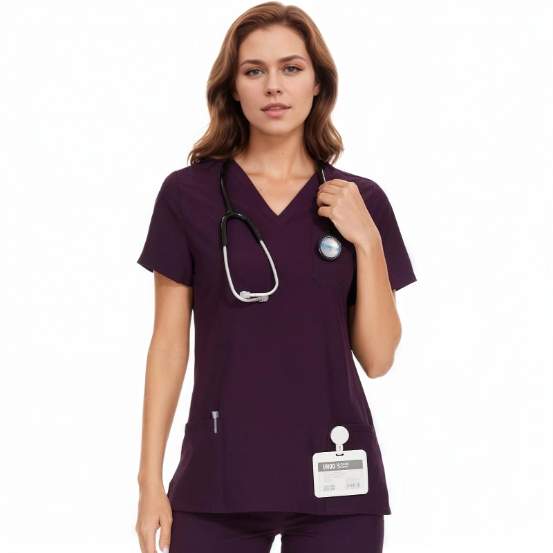 Soft Stretch Scrubs Tops With 3 Pockets