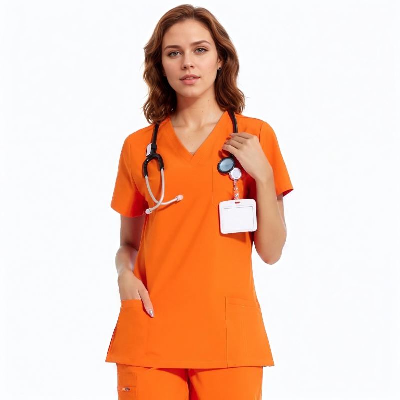 Soft Stretch Scrubs Tops With 3 Pockets