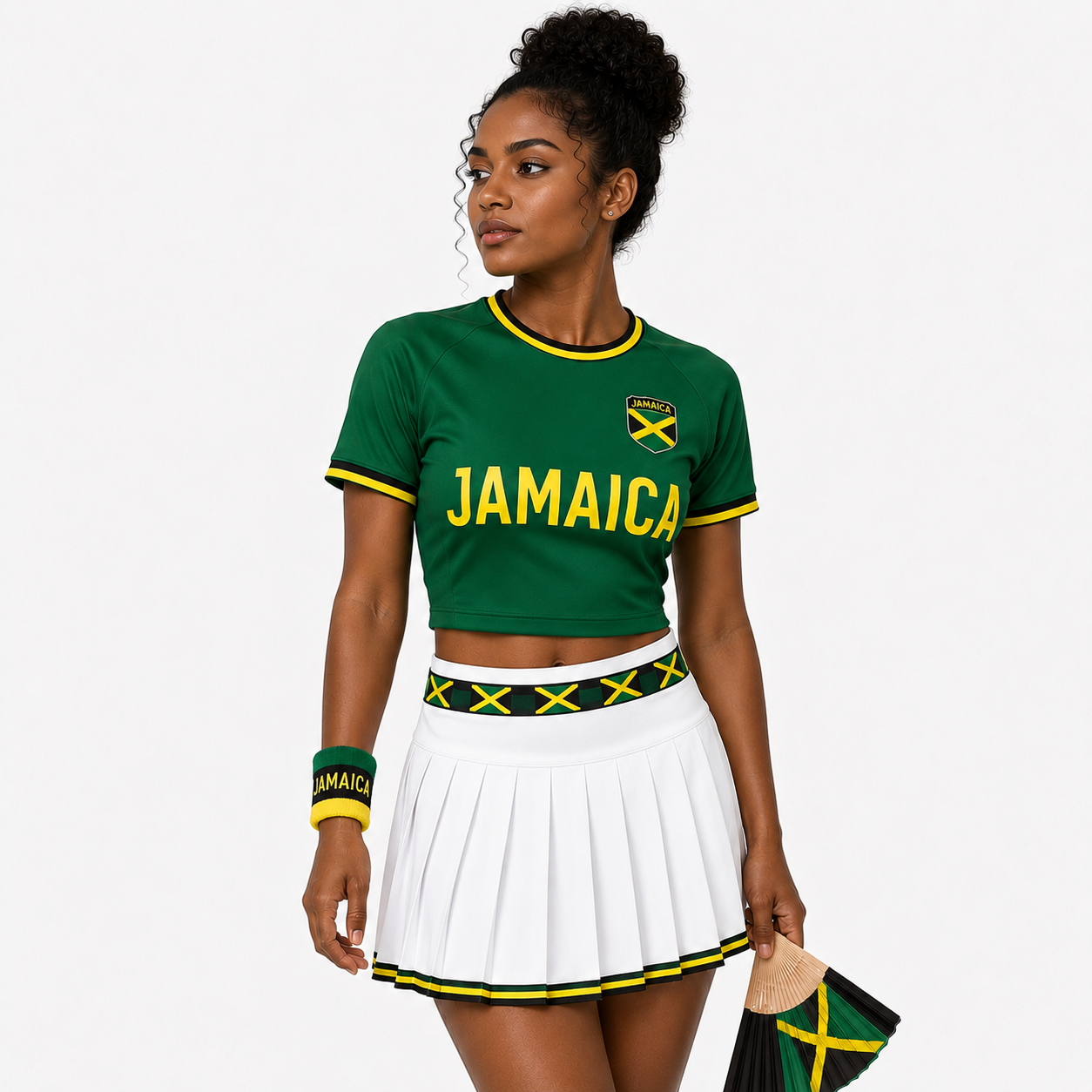 FIFA 2026 Jamaica Football Themed Two Piece Skirt Set For Women