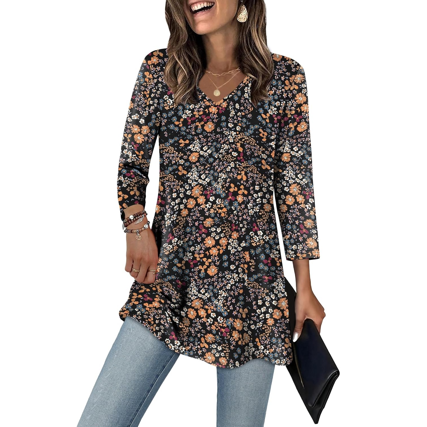 Casual Loose Sleeve Dressy Casual Tunic Tops For Women