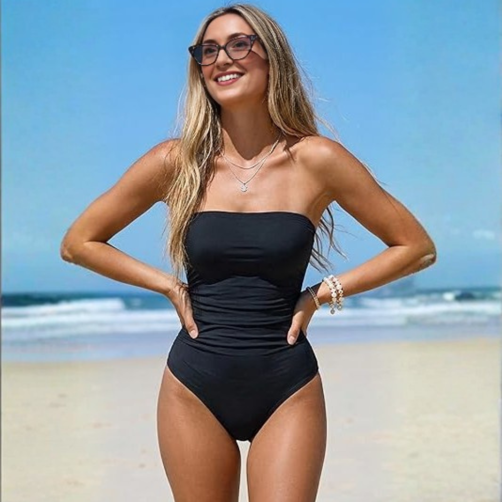 Strapless Bandeau One Piece Tummy Control Swimwear