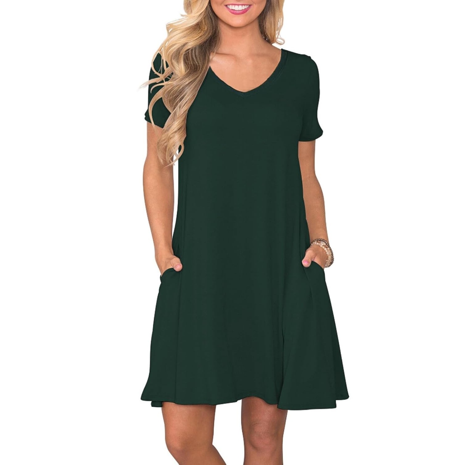 Casual Short Summer Sleeve Dress With Pockets For Women