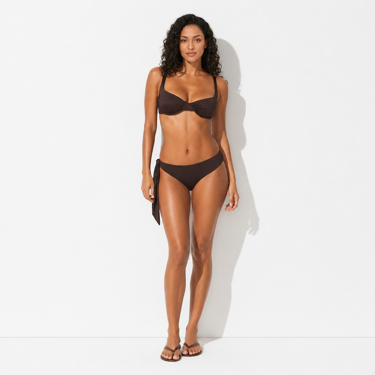 Ruffle Bra And Bikini Swimwear Set For Women
