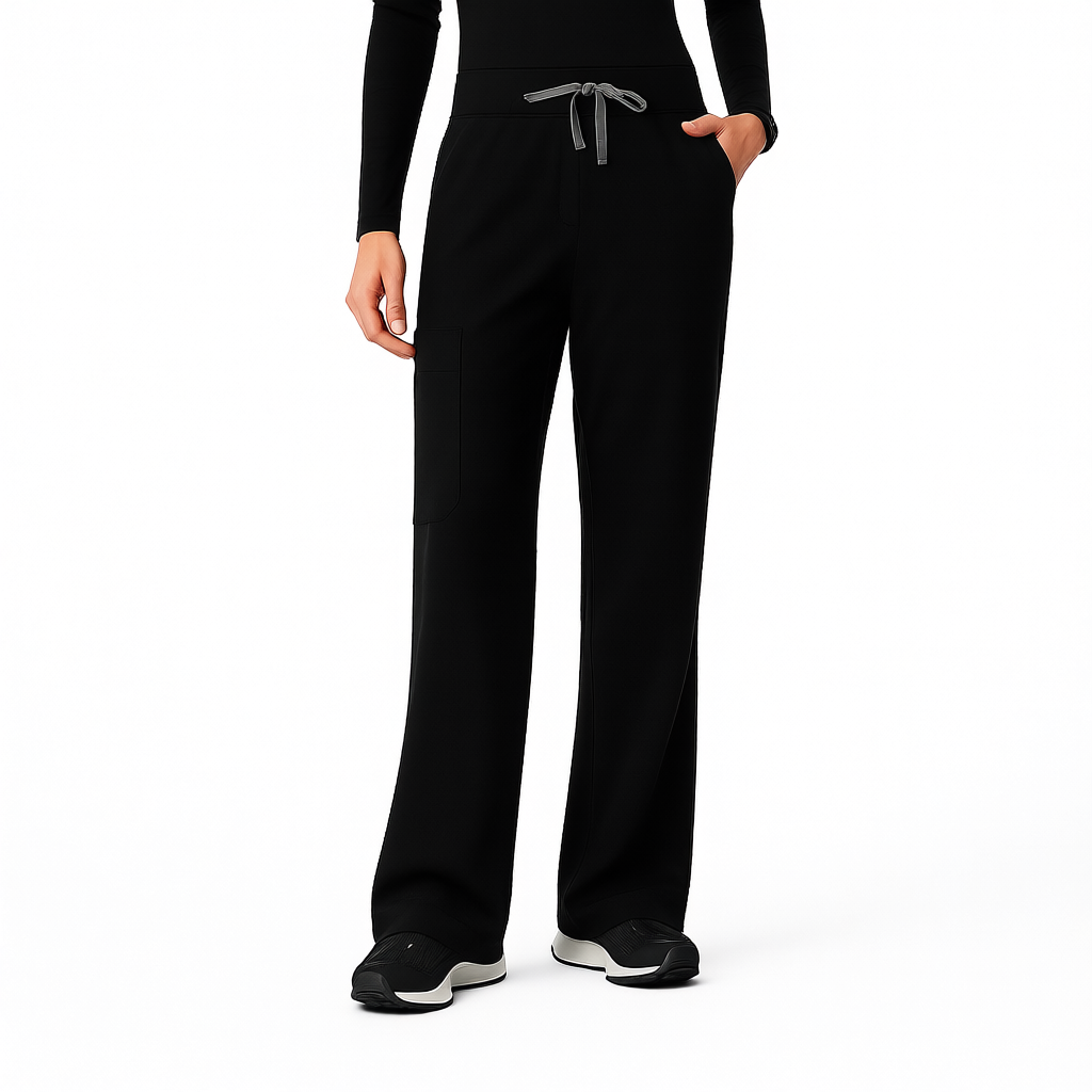 Women Professional Scrub Set with Cargo Pants and One Pocket Top