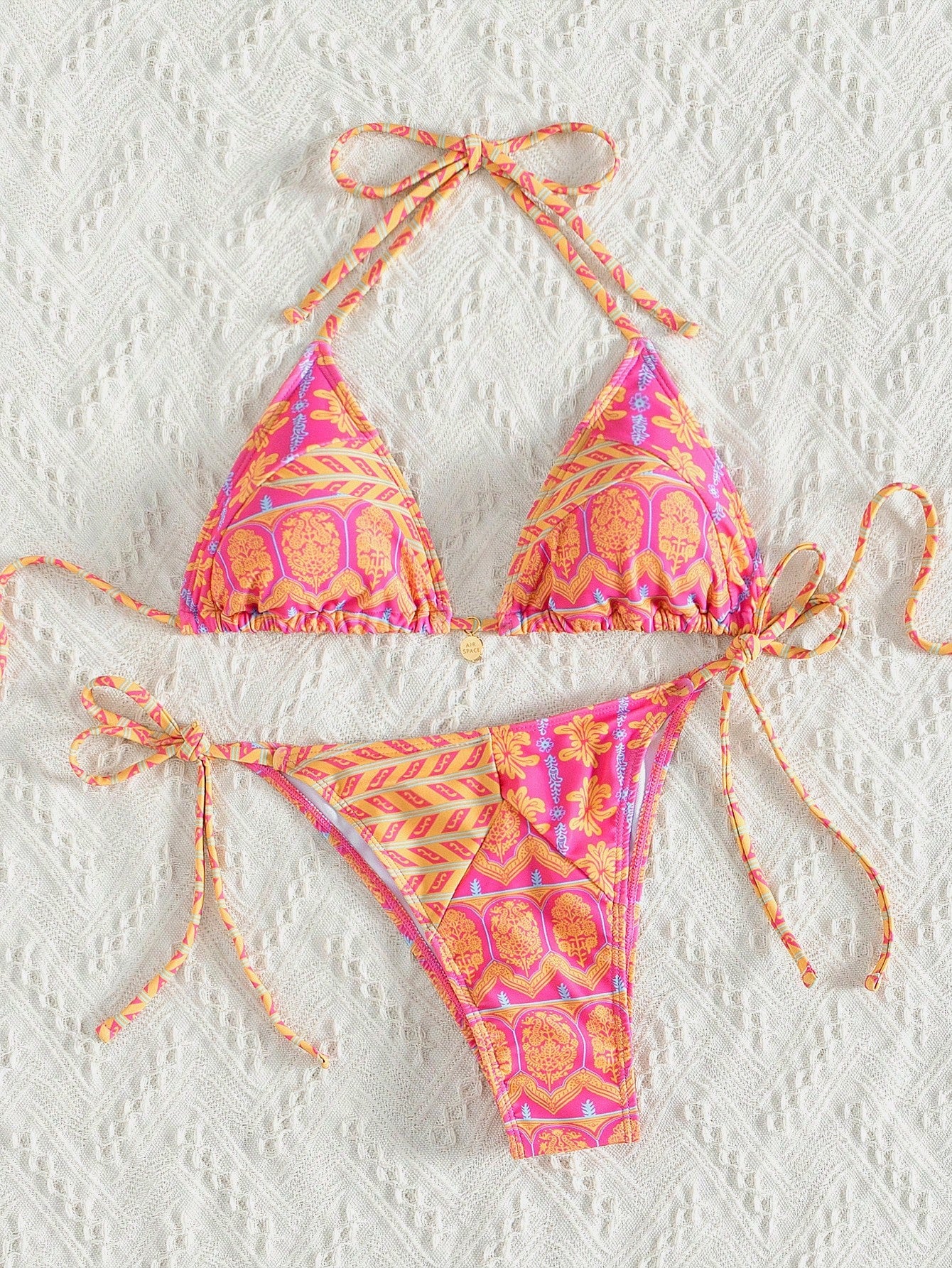 Paisley Print Tie Up Bikini Set