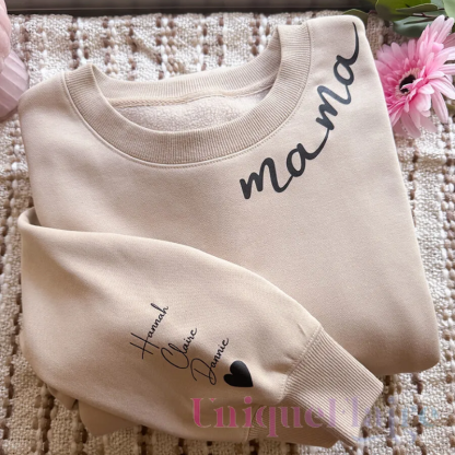 Mothers Day Personalized Mama Embroidered Sweatshirt With Bow Detail