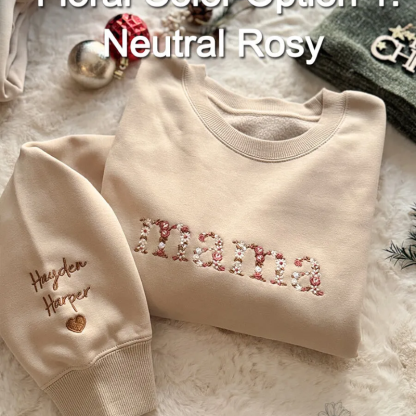 Mothers Day Personalized Mama Embroidered Sweatshirt With Bow Detail