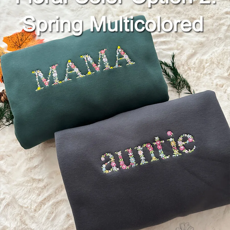 Mothers Day Personalized Mama Embroidered Sweatshirt With Bow Detail