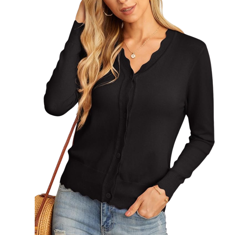 Womens Long Sleeve V Neck Button Down Cardigan Knit Shrugs Sweater