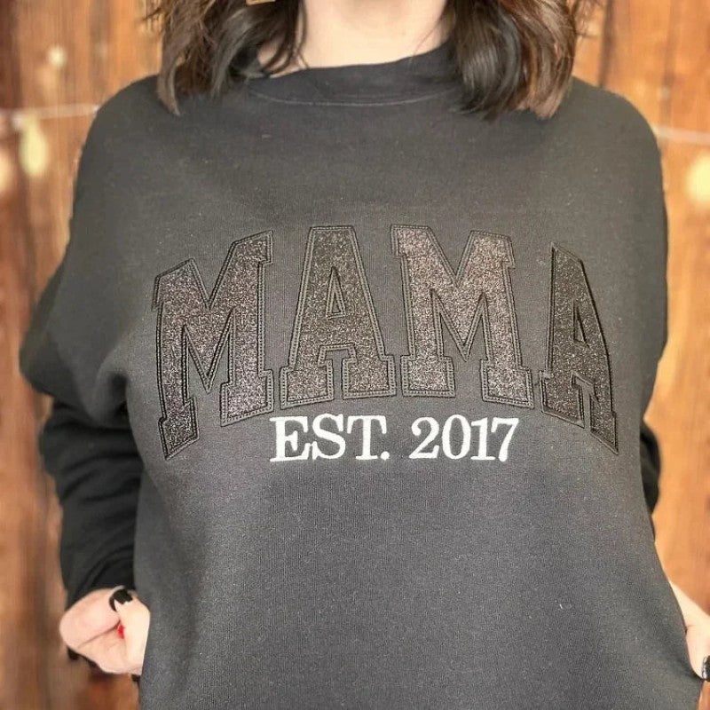 Mothers Day Custom Mom Sweatshirt With Embroidered Names