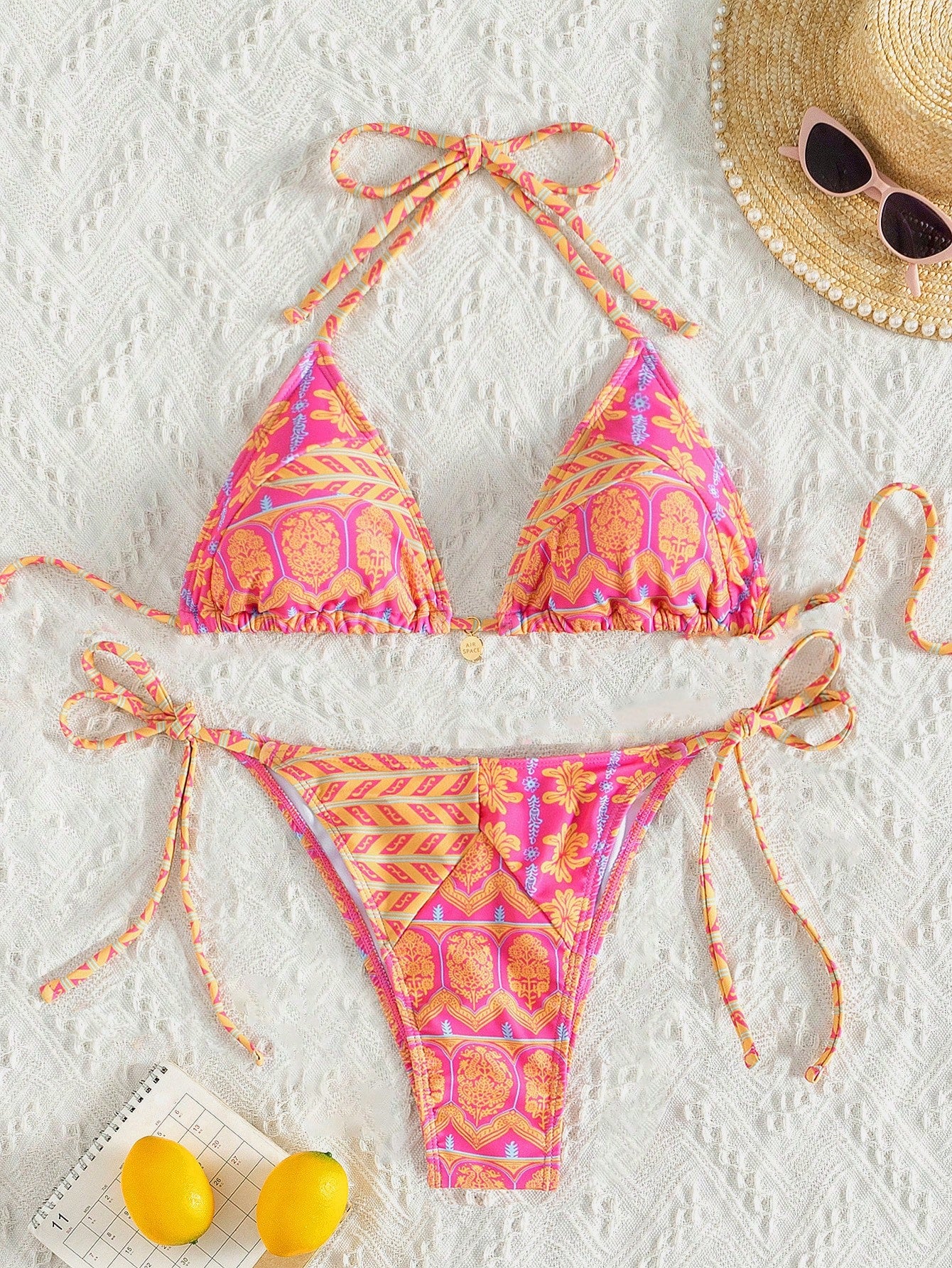 Paisley Print Tie Up Bikini Set