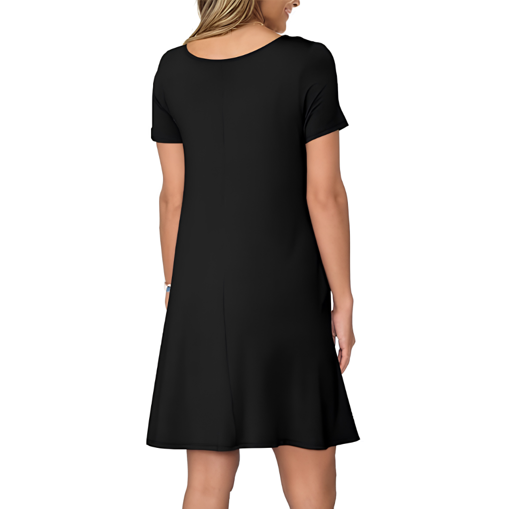 Short Sleeve Casual Summer Dress With Pockets For Women