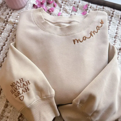 Mothers Day Personalized Mama Embroidered Sweatshirt With Bow Detail