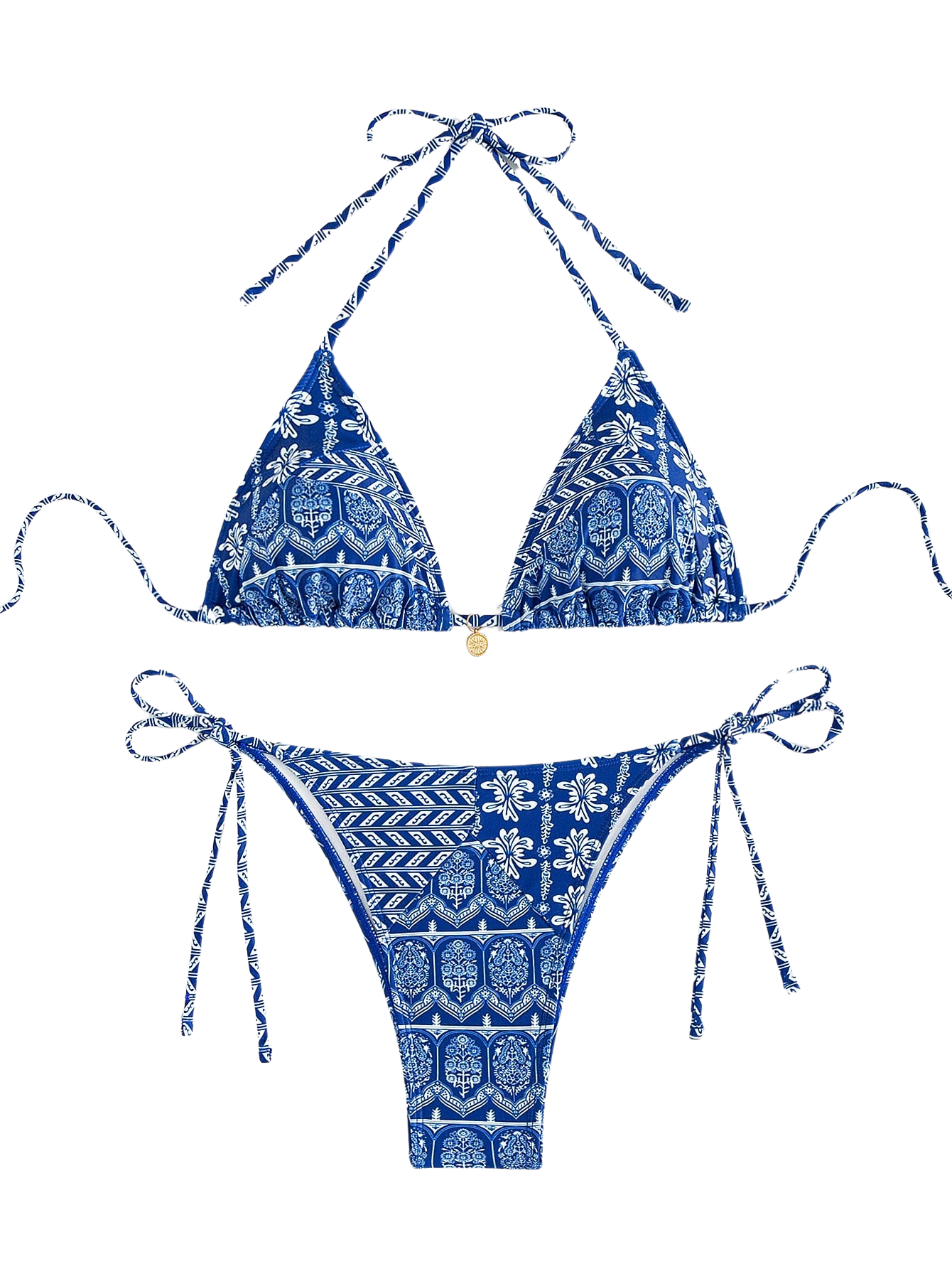 Paisley Print Tie Up Bikini Set
