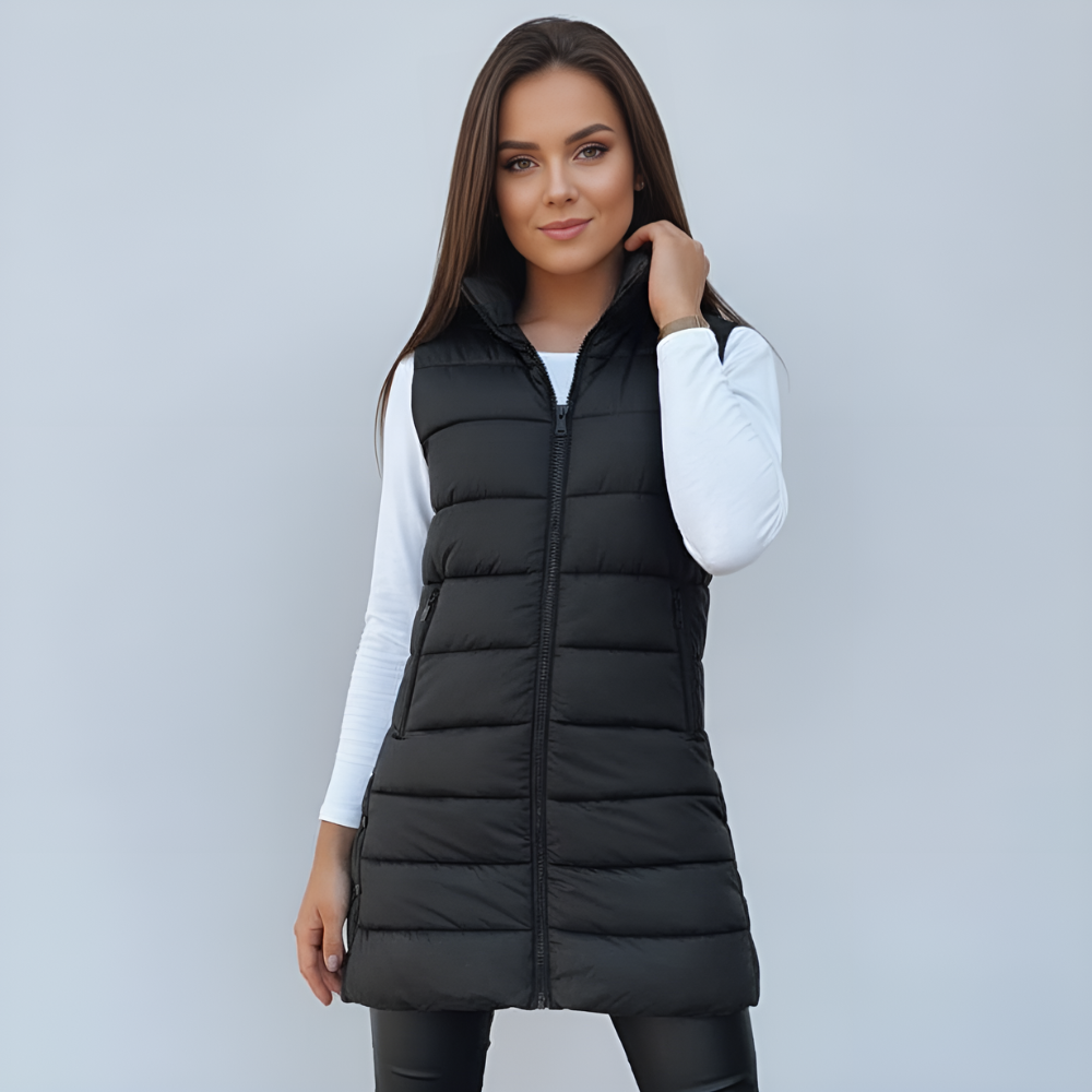 Women Long Hooded Puffer Vest