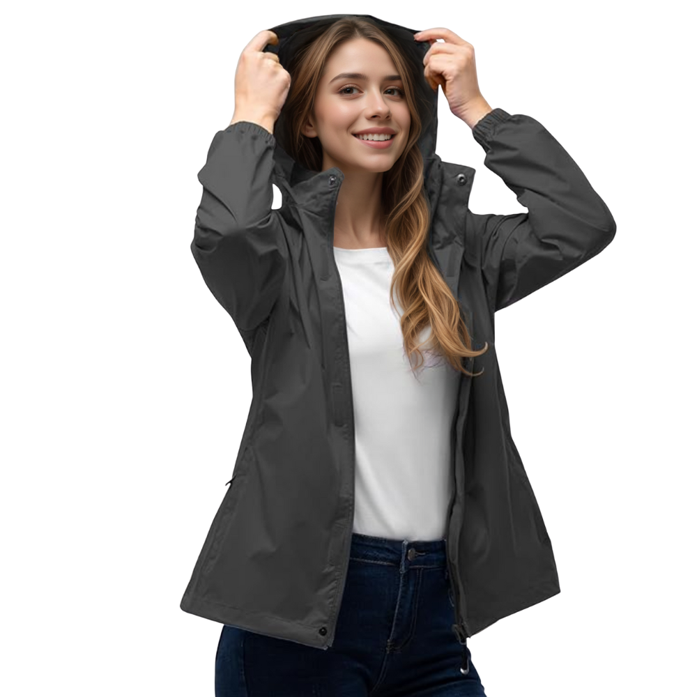 Women Waterproof Packable Rain Jacket with Hood for Travel
