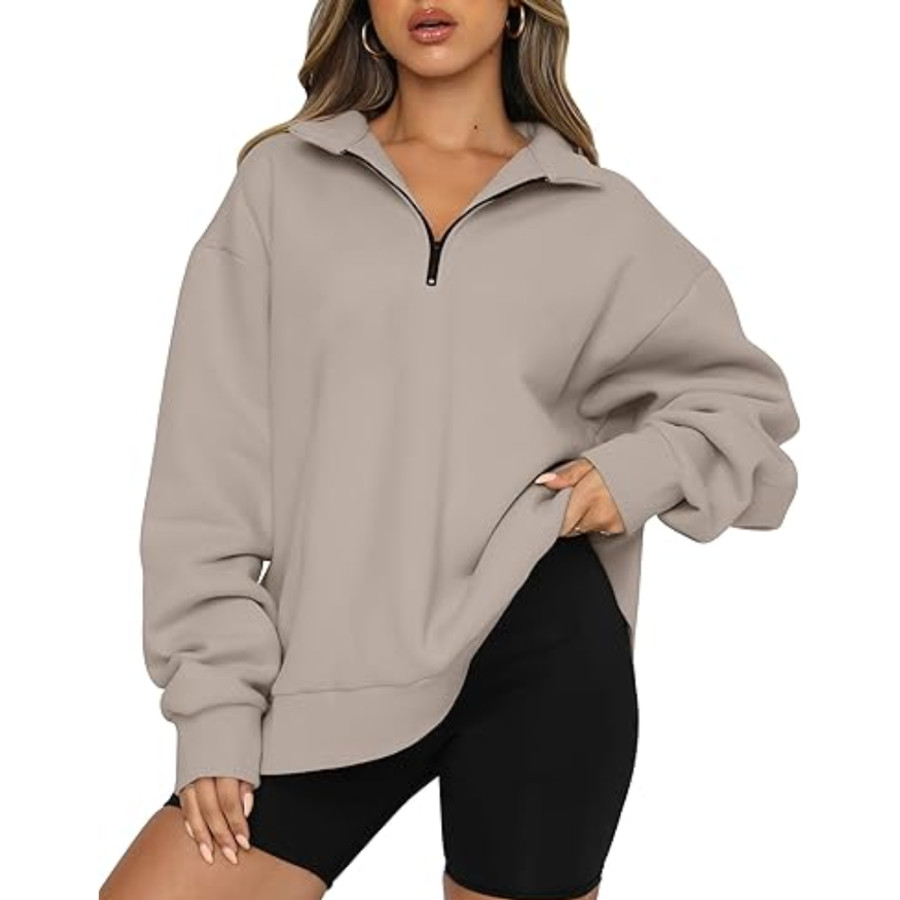 Women's Oversized Half Zip Fleece Sweatshirts